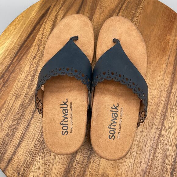 SoftWalk Bethany Sandals Womens 8.5 N Thong Leather Comfort Walking S2203-400 - Picture 5 of 8